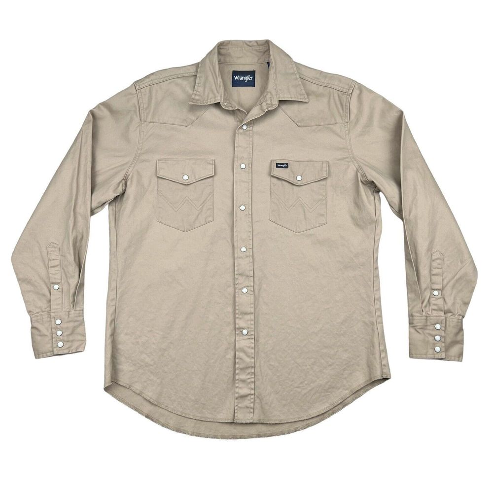 Wrangler Men's Tan Casual Button Down Shirt